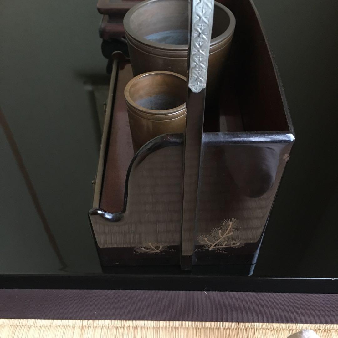 煙草盆　鶴　松蒔絵　茶道具　タバコ盆　アンティーク