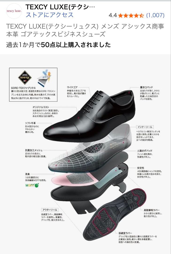 テクシーリュクス （TU-8002）GORE-TEX ブラックレザーシューズ