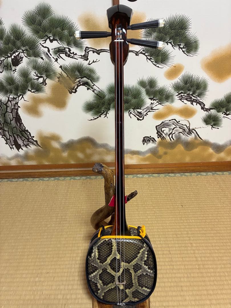 沖縄三線　島黒木！島クルチ！　本蛇皮一枚張り！⑤㉖