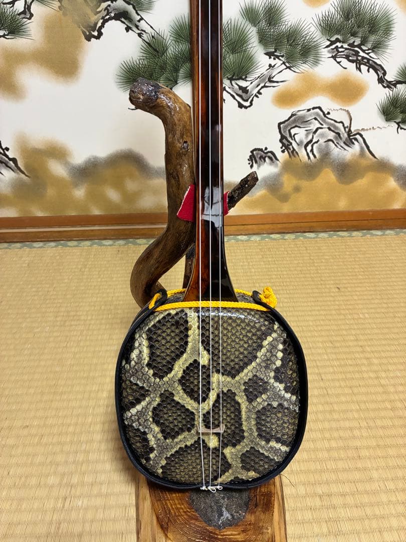 沖縄三線　島黒木！島クルチ！　本蛇皮一枚張り！⑤㉖