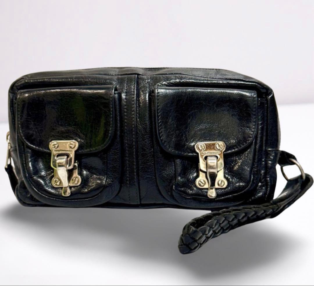 れ*ん様 正規品 バレンシアガ BALENCIAGA レザー クラッチバッグ 黒