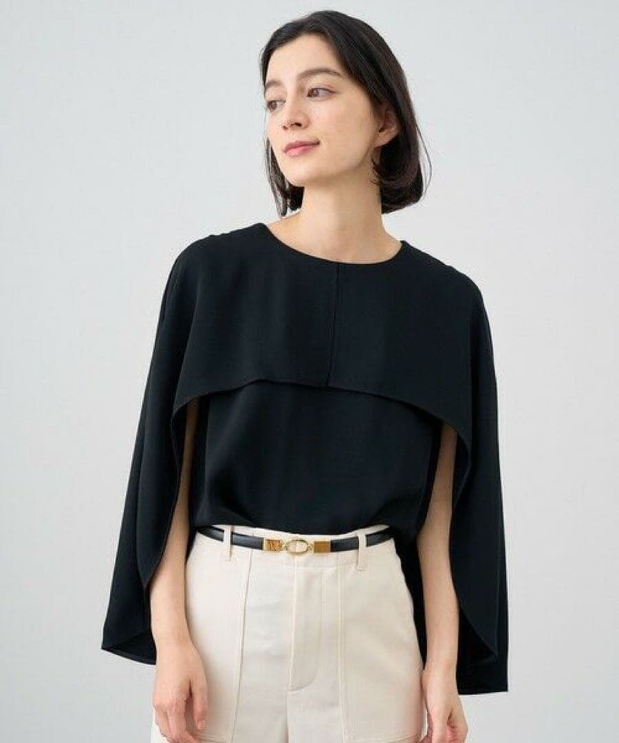 ANAYI コンパクトサテンケープブラウス38