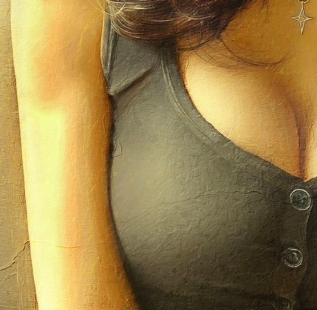 【光り輝く笑顔の美しい女性の絵】油絵風の肖像画・人物画