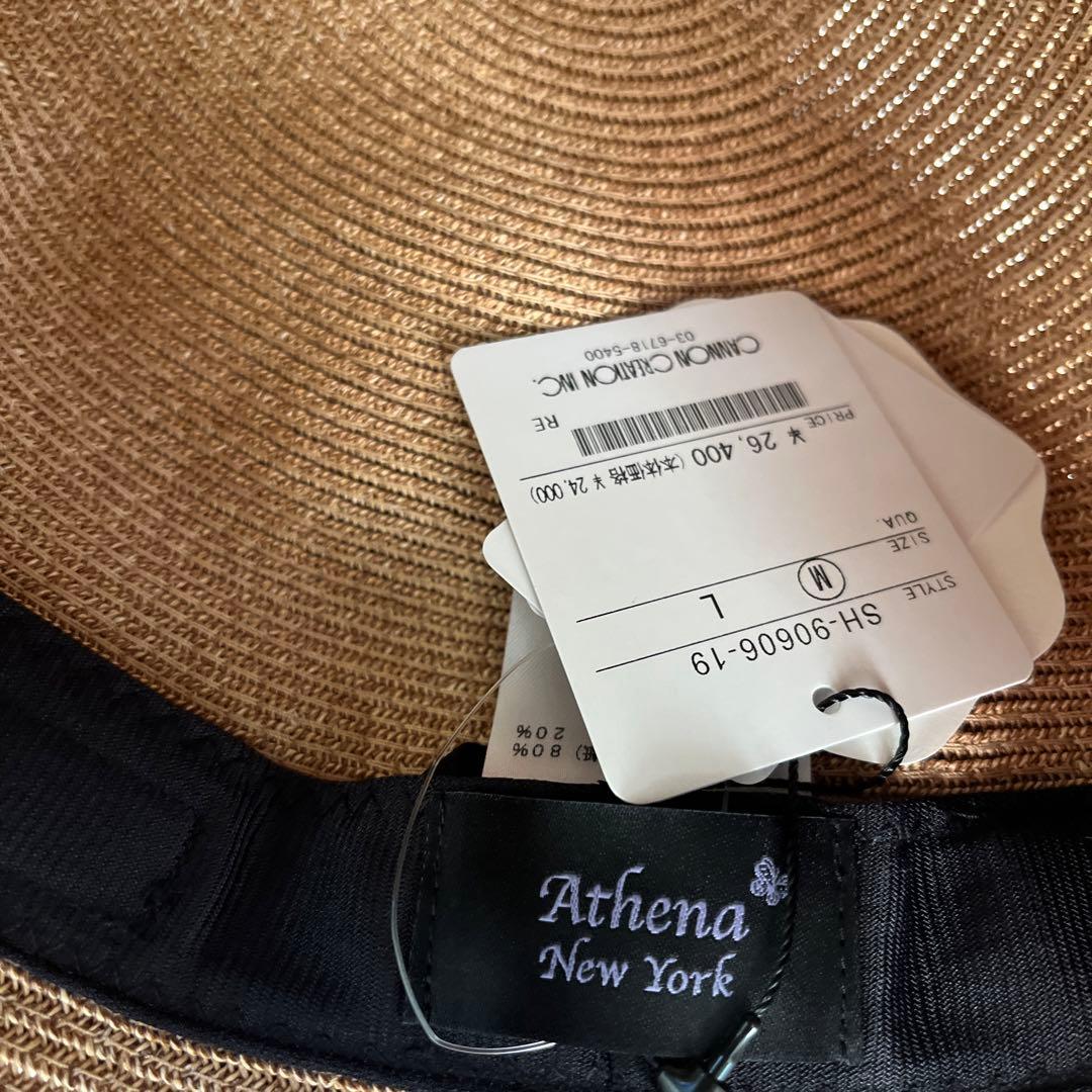 Athena New York 麦わら帽子タン×ヨーロッパブラウンタグ付き未使用