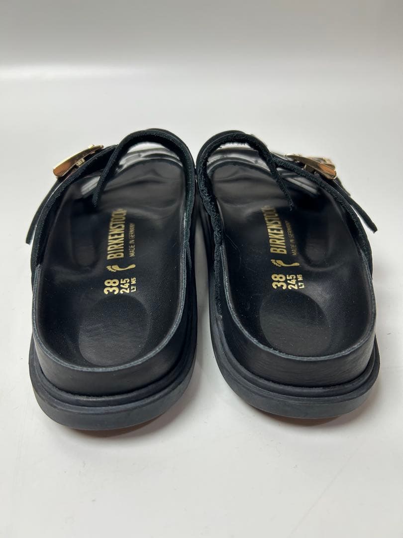 BIRKENSTOCK ブラック レザー　サンダル　クロコ型押し 24.5cm