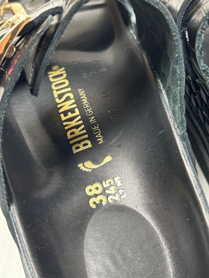 BIRKENSTOCK ブラック レザー　サンダル　クロコ型押し 24.5cm