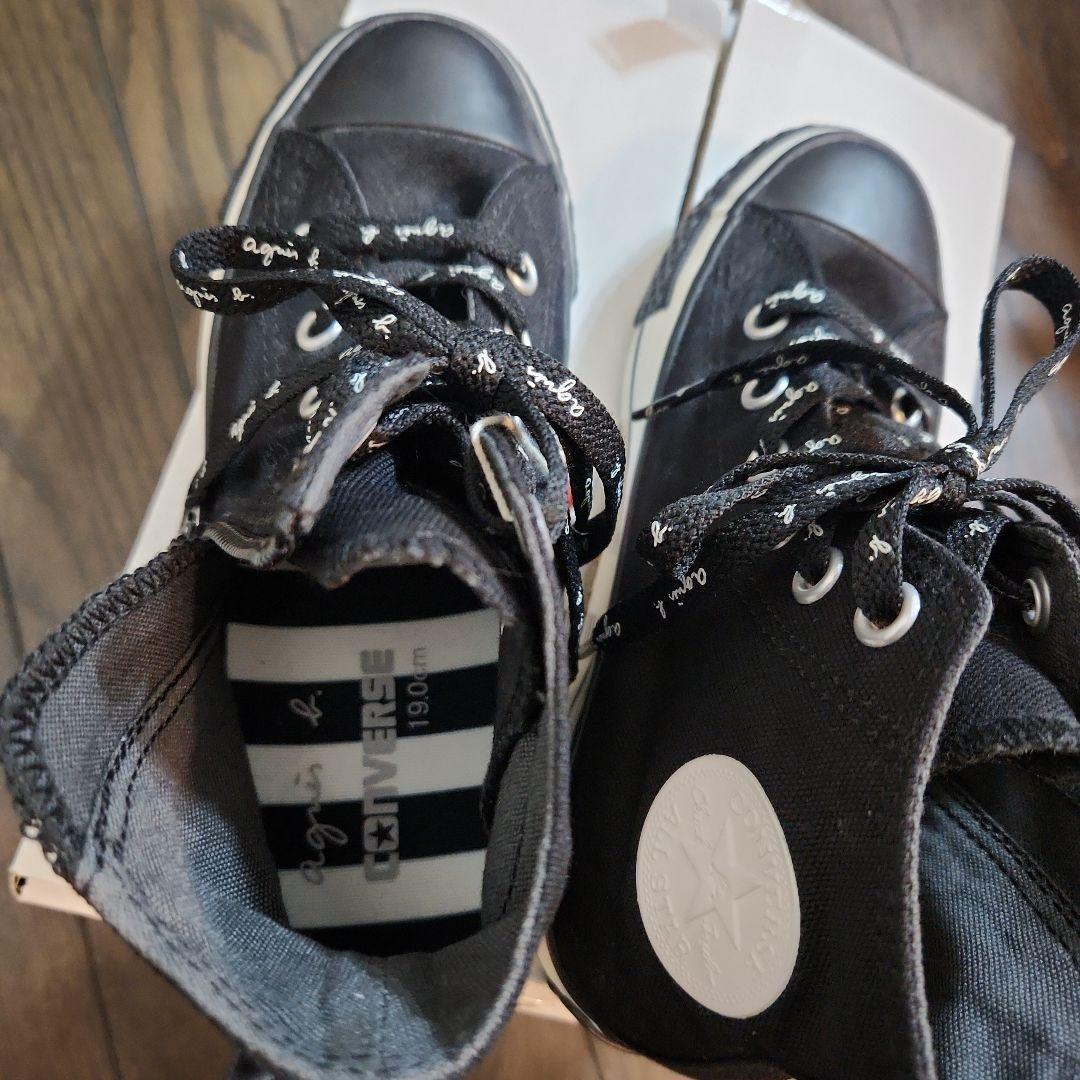 アニエスベー×コンバース キッズ ハイカットスニーカー　チャック付き　　19cm