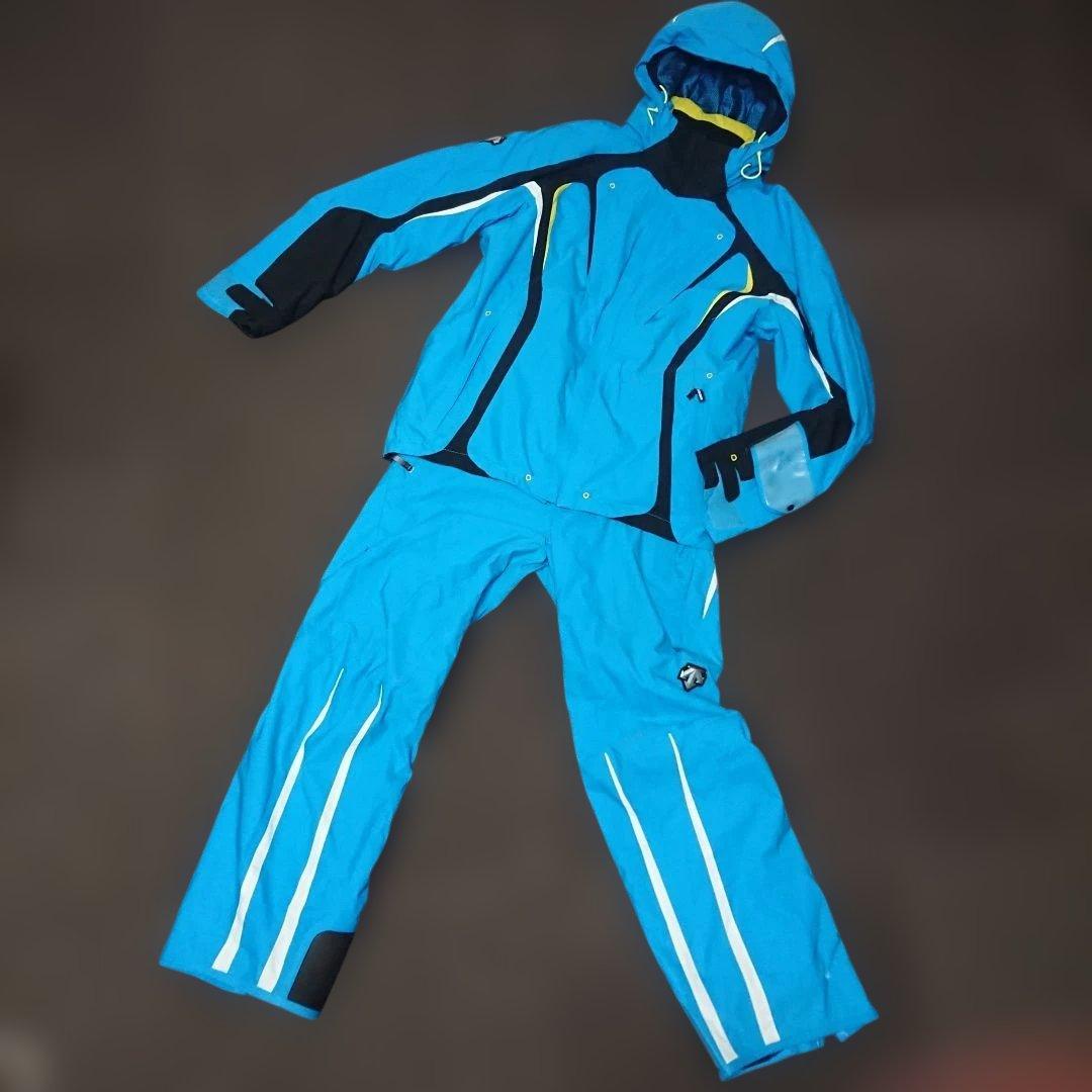 送料無料【DESCENTE】水色スキーウェア上下セット L/L