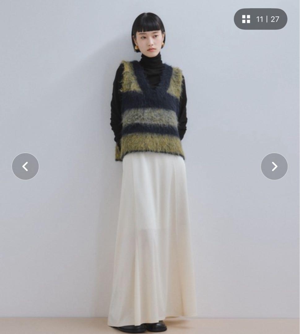 アダムエロペ　ブラッシュドボーダーベスト