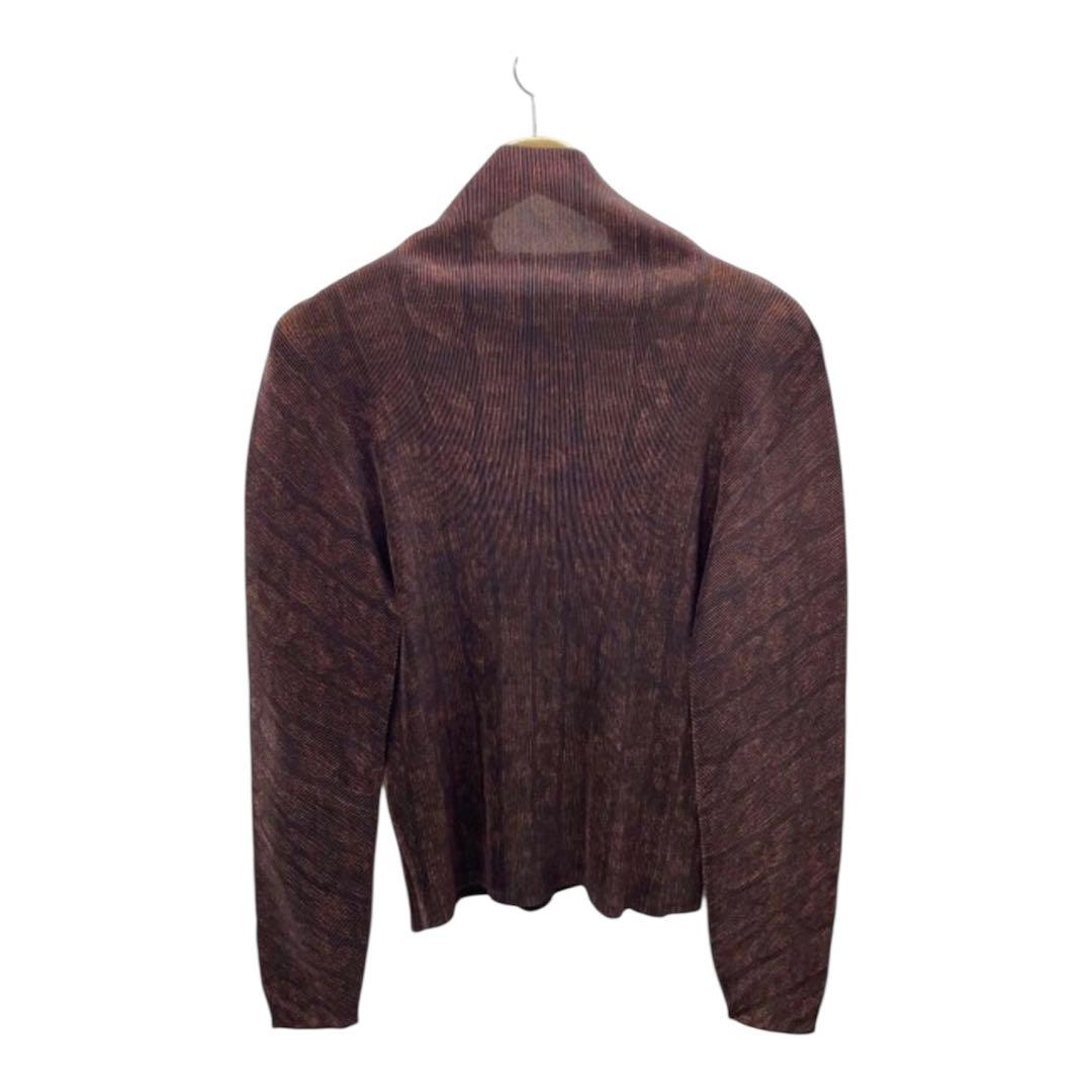 【美品】 プリーツプリーツ 長袖 ハイネック トップス ゆったり ストライプ