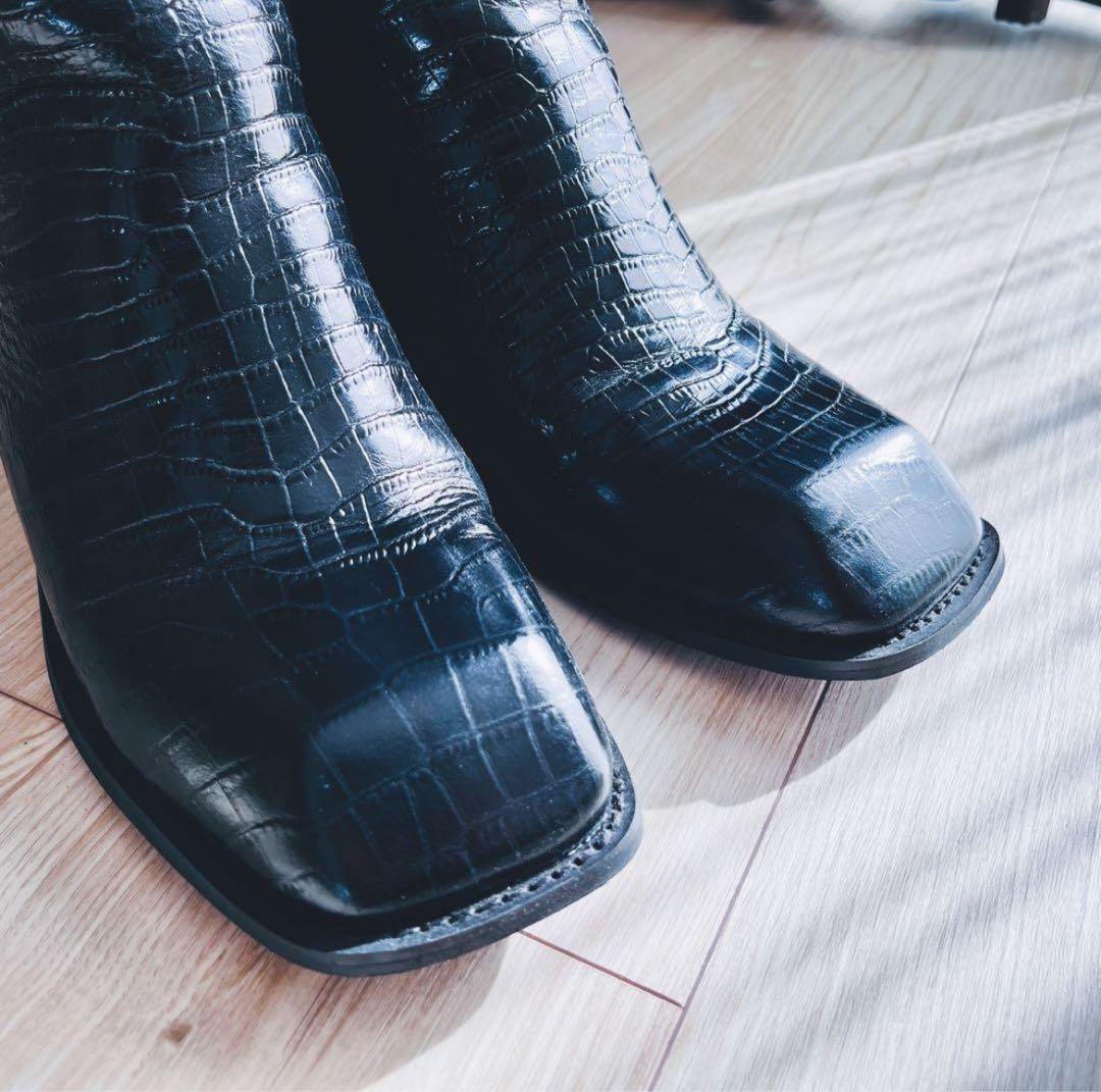 【26cm】soerteスクエアトゥレザーブーツ