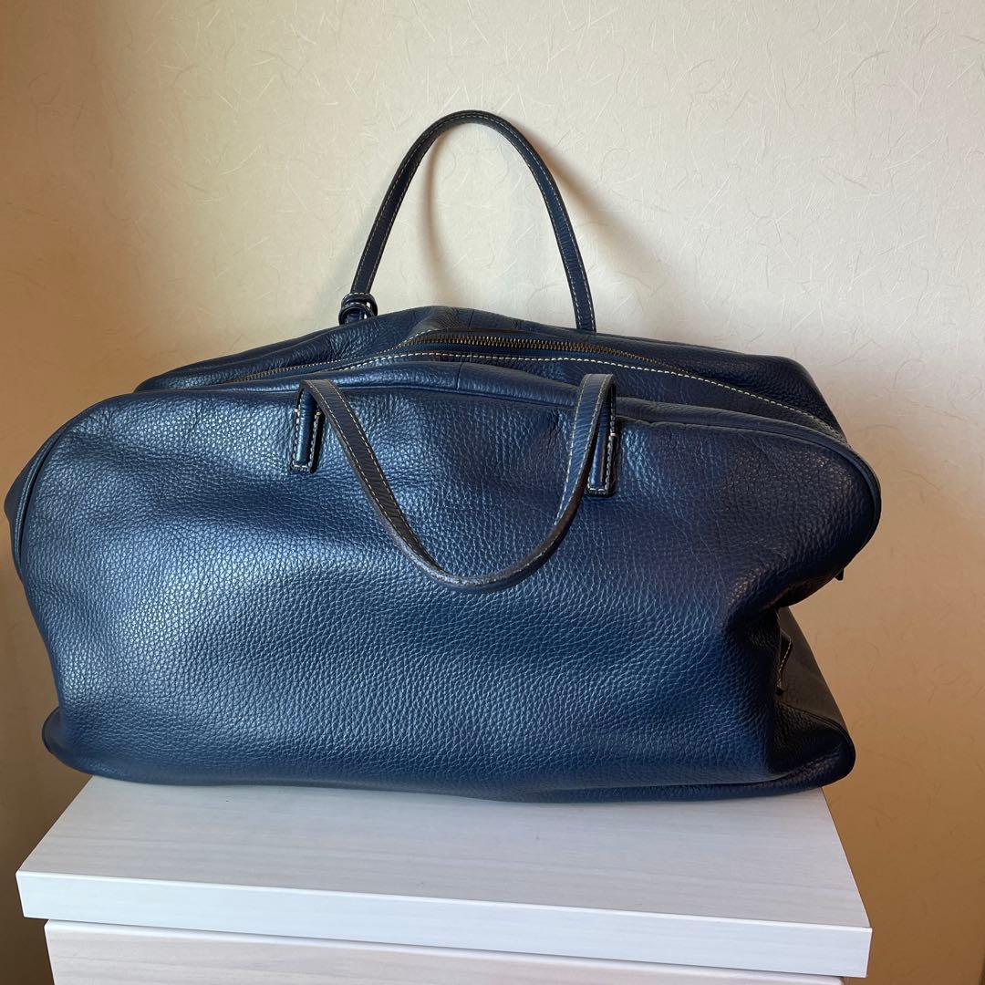 OLDEnglandネイビー レザー ボストンバッグ