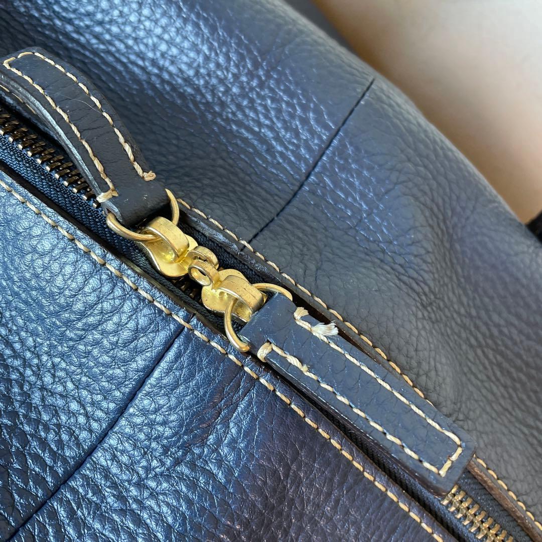 OLDEnglandネイビー レザー ボストンバッグ