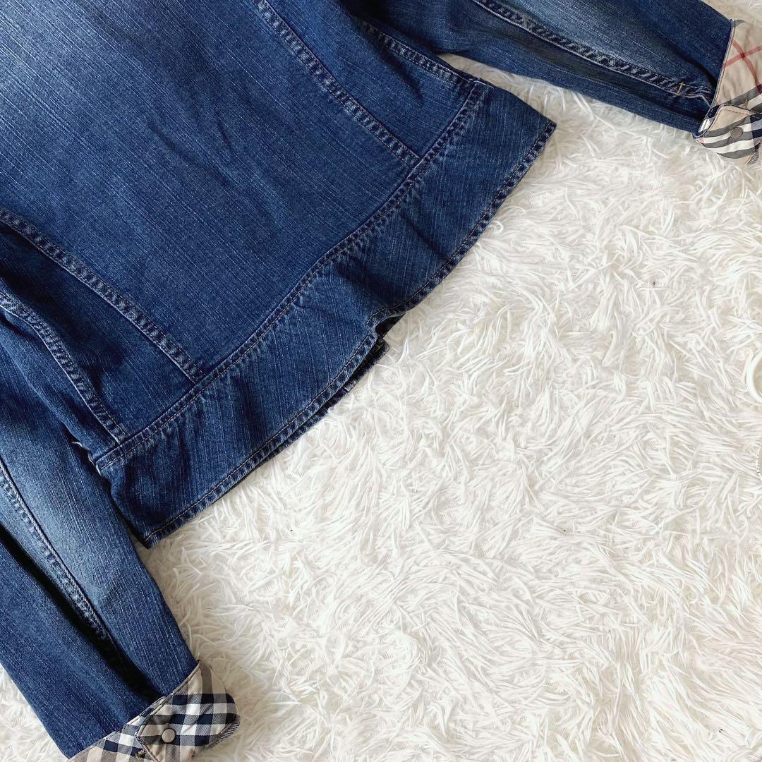 9未使用級！　バーバリー　ウォッシュドデニム　Gジャン　ノバチェック　イタリア製
