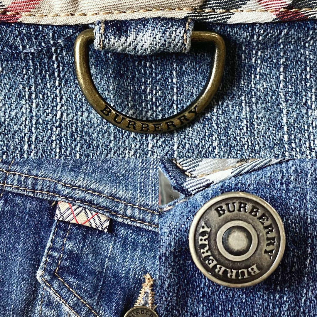 9未使用級！　バーバリー　ウォッシュドデニム　Gジャン　ノバチェック　イタリア製