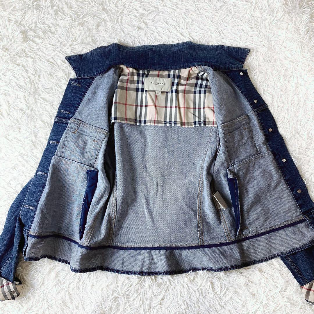 9未使用級！　バーバリー　ウォッシュドデニム　Gジャン　ノバチェック　イタリア製