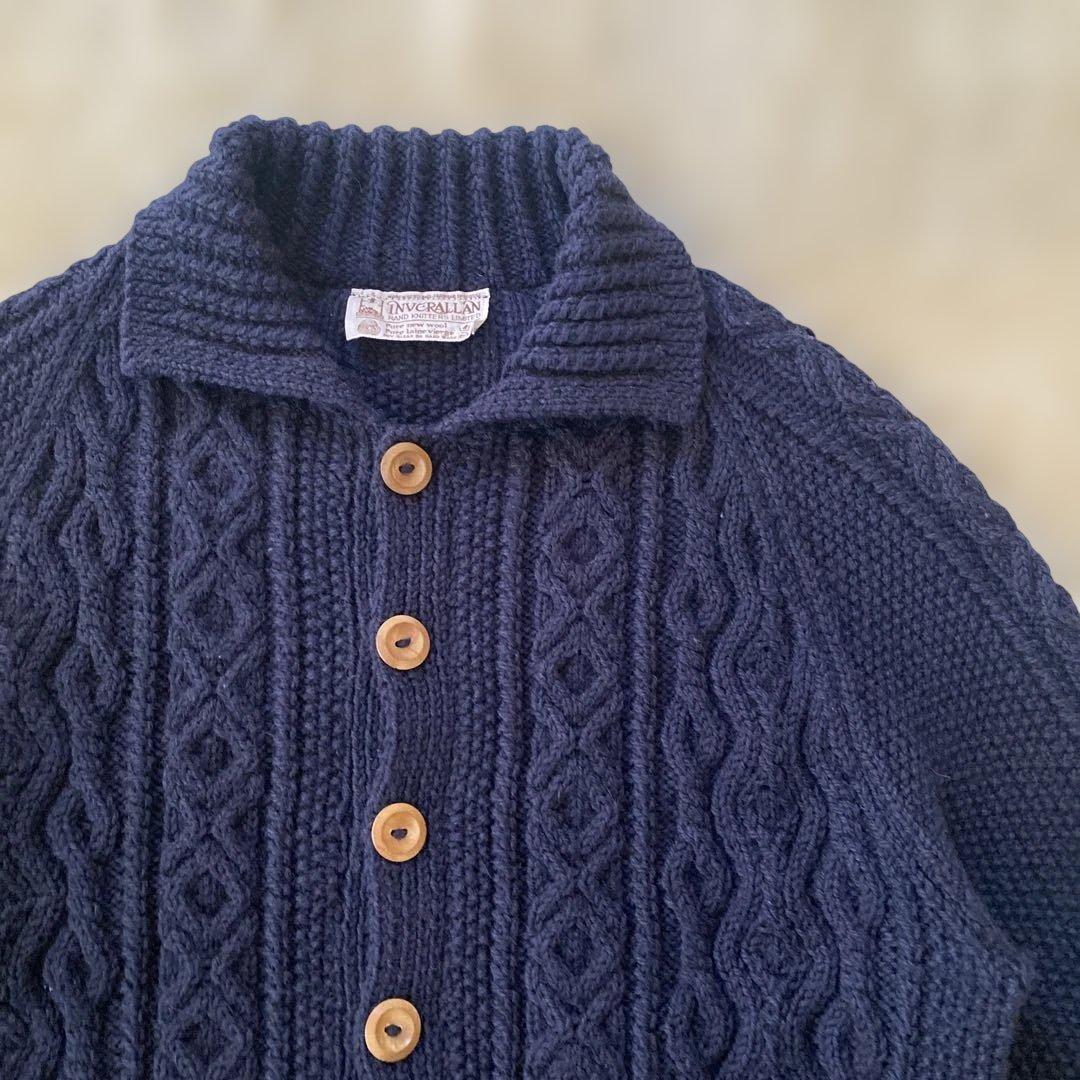 【希少 茶タグ】インバーアラン 3A スコットランド製 ネイビー 40 Ｌサイズ