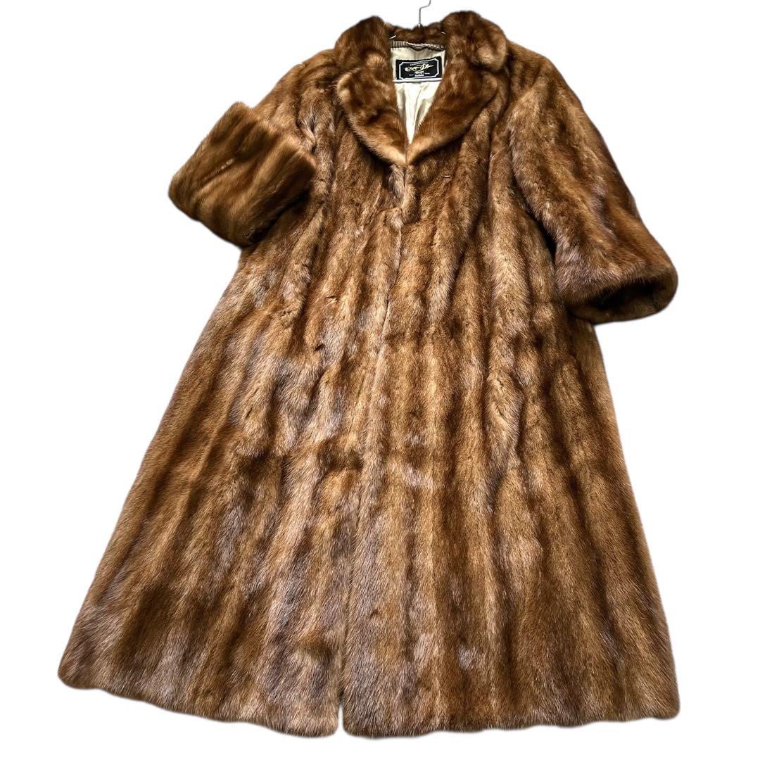 総丈115cm デミバフミンク ロング丈 リアルファーコート 本毛皮 XL