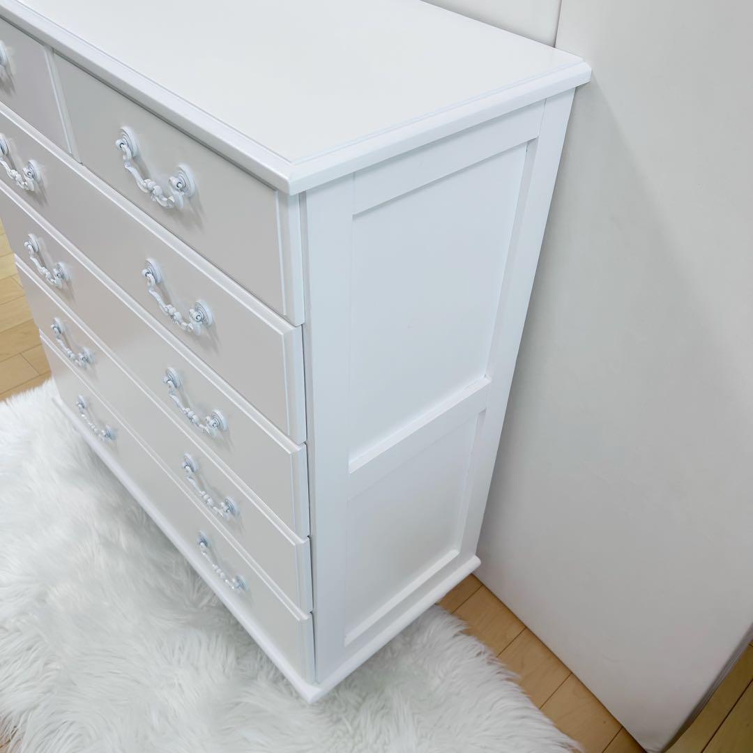 HAGIHARA 姫家具　ホワイト家具　白家具　5段チェスト　ロココ　幅80 桐