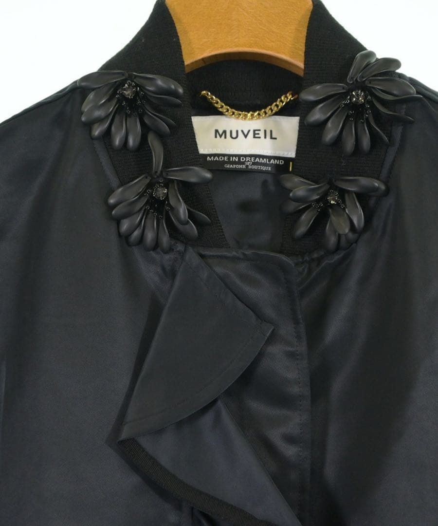 ran☆ 様。MUVEIL ミュベール ブラック フリルジャケット　MA1