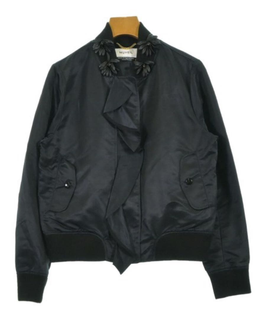 ran☆ 様。MUVEIL ミュベール ブラック フリルジャケット　MA1