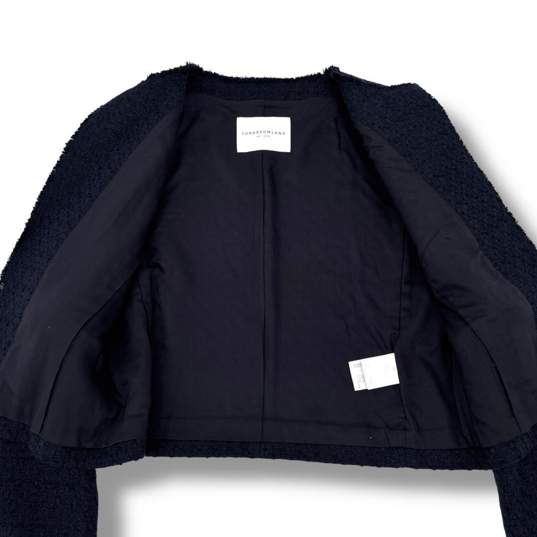 極美品】トゥモローランド ツイード スーツ セットアップ ノーカラージャケット