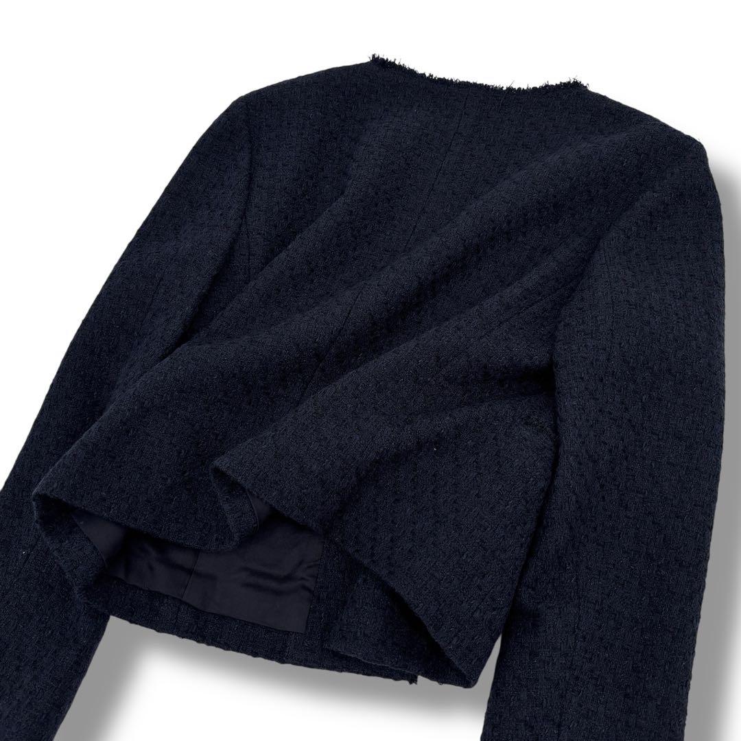 極美品】トゥモローランド ツイード スーツ セットアップ ノーカラージャケット