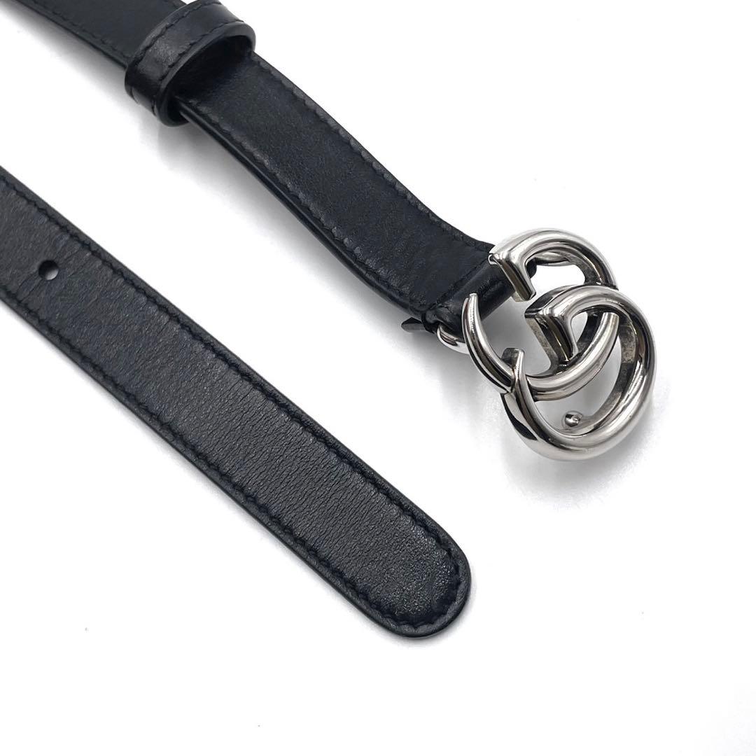 【極美品✨】グッチ GGマーモント ベルト バックル シルバー レディース 黒