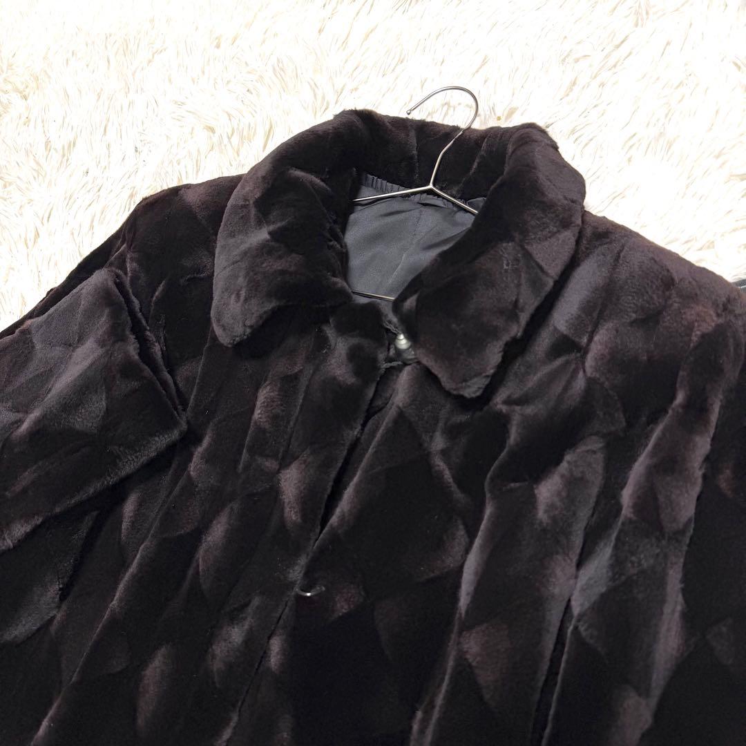 未使用級 ミンク ロングコート ブラック レディース L〜XLサイズ相当