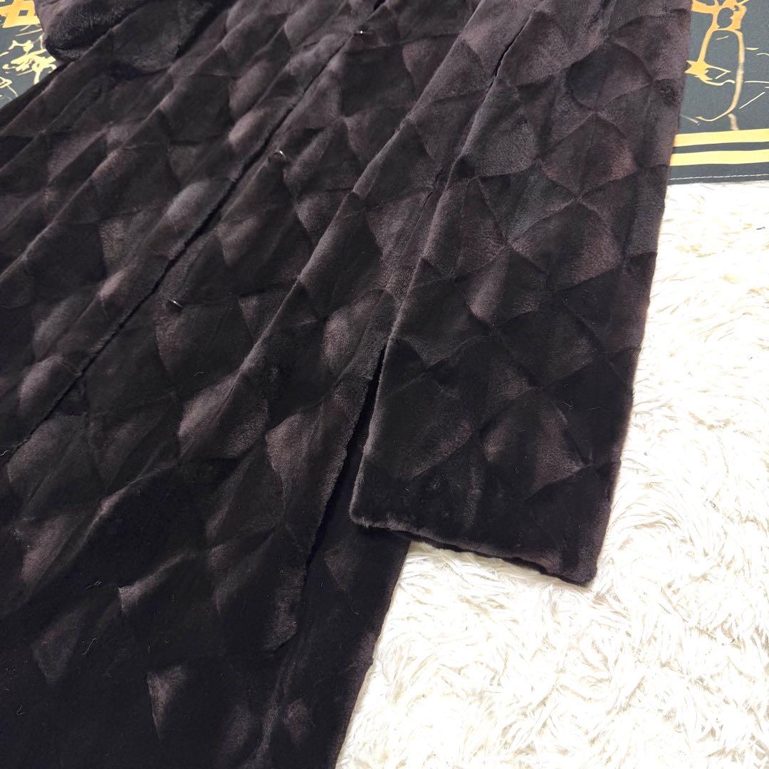 未使用級 ミンク ロングコート ブラック レディース L〜XLサイズ相当