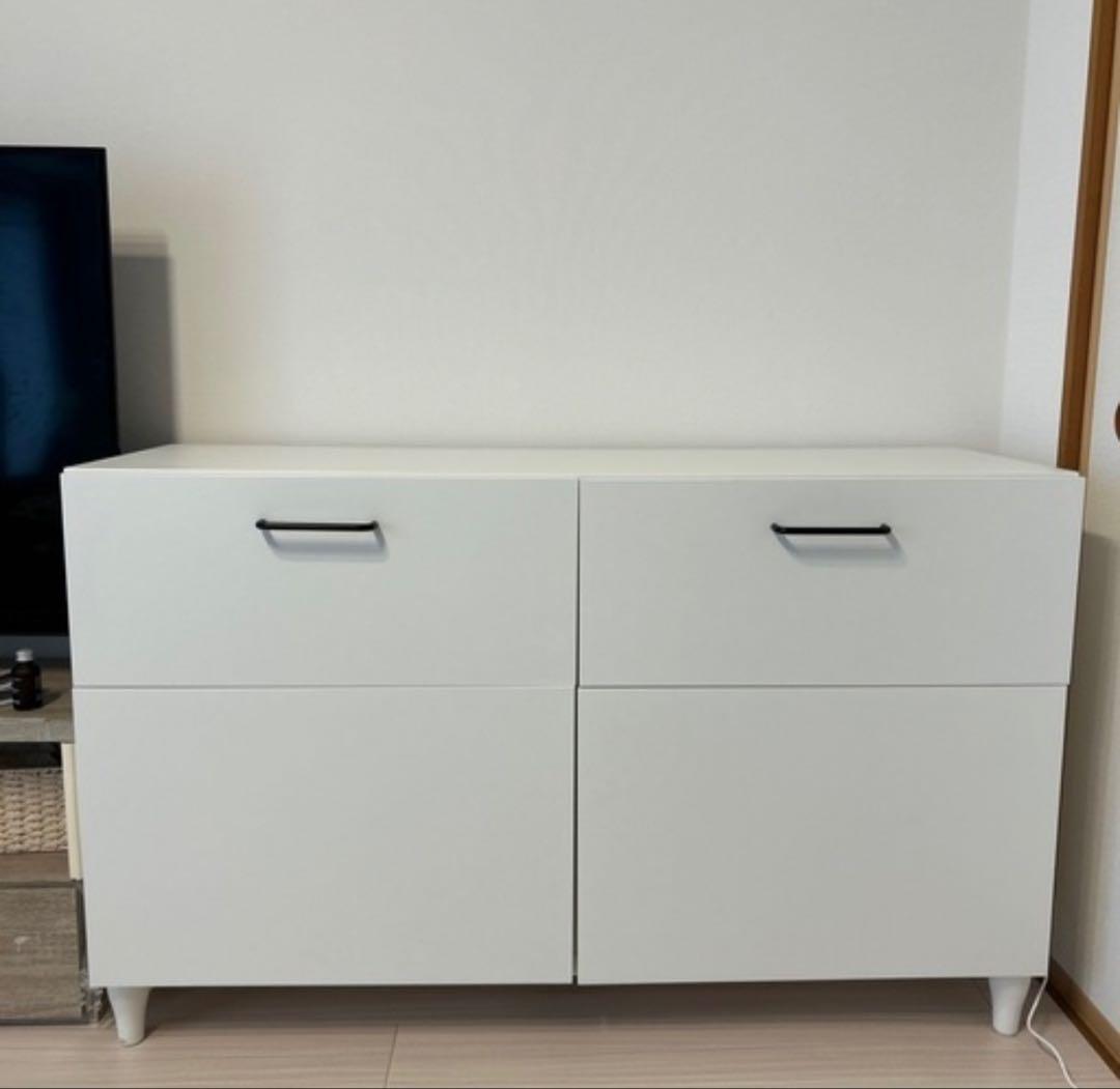 【値下げ中！】IKEA ホワイト木製チェスト 2引き出し付き