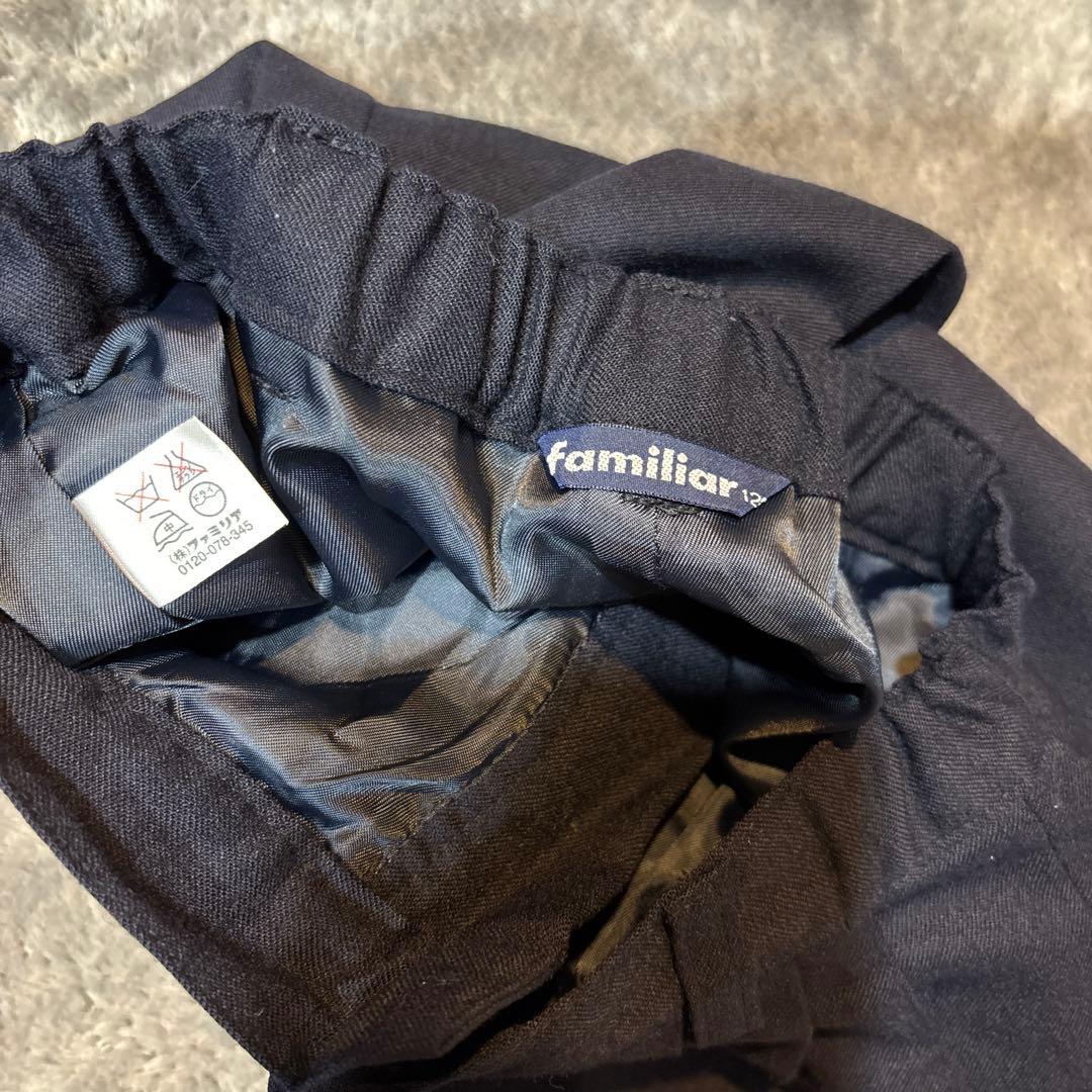美品familiarネイビー上質ウールスーツジャケット＆ハーフパンツ120センチ