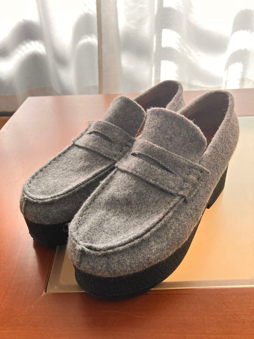 【レア美品】CÉLINE グレー 厚底ローファー