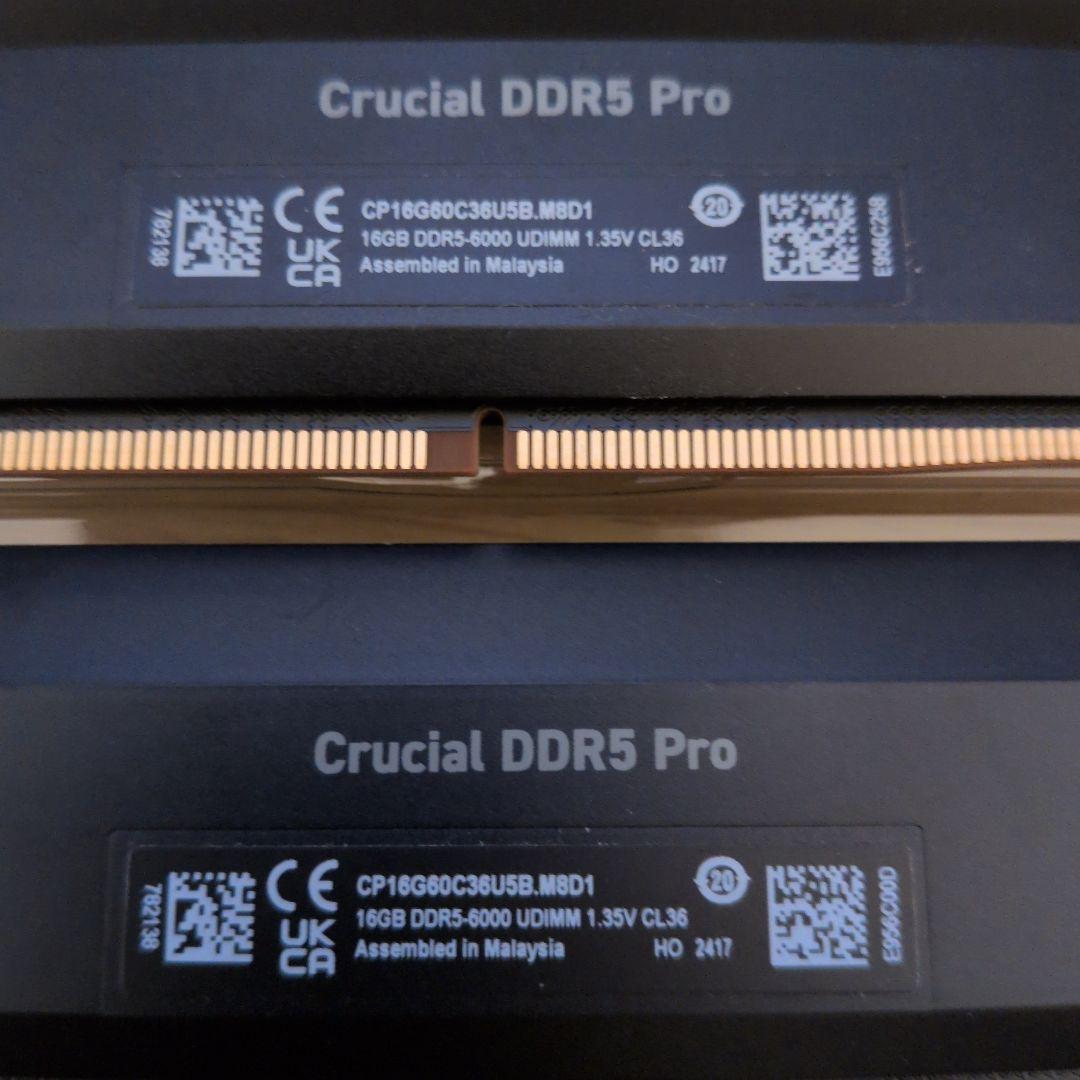 【動作確認済】Crucial 32GB 16GB×2 DDR5 Pro-6000