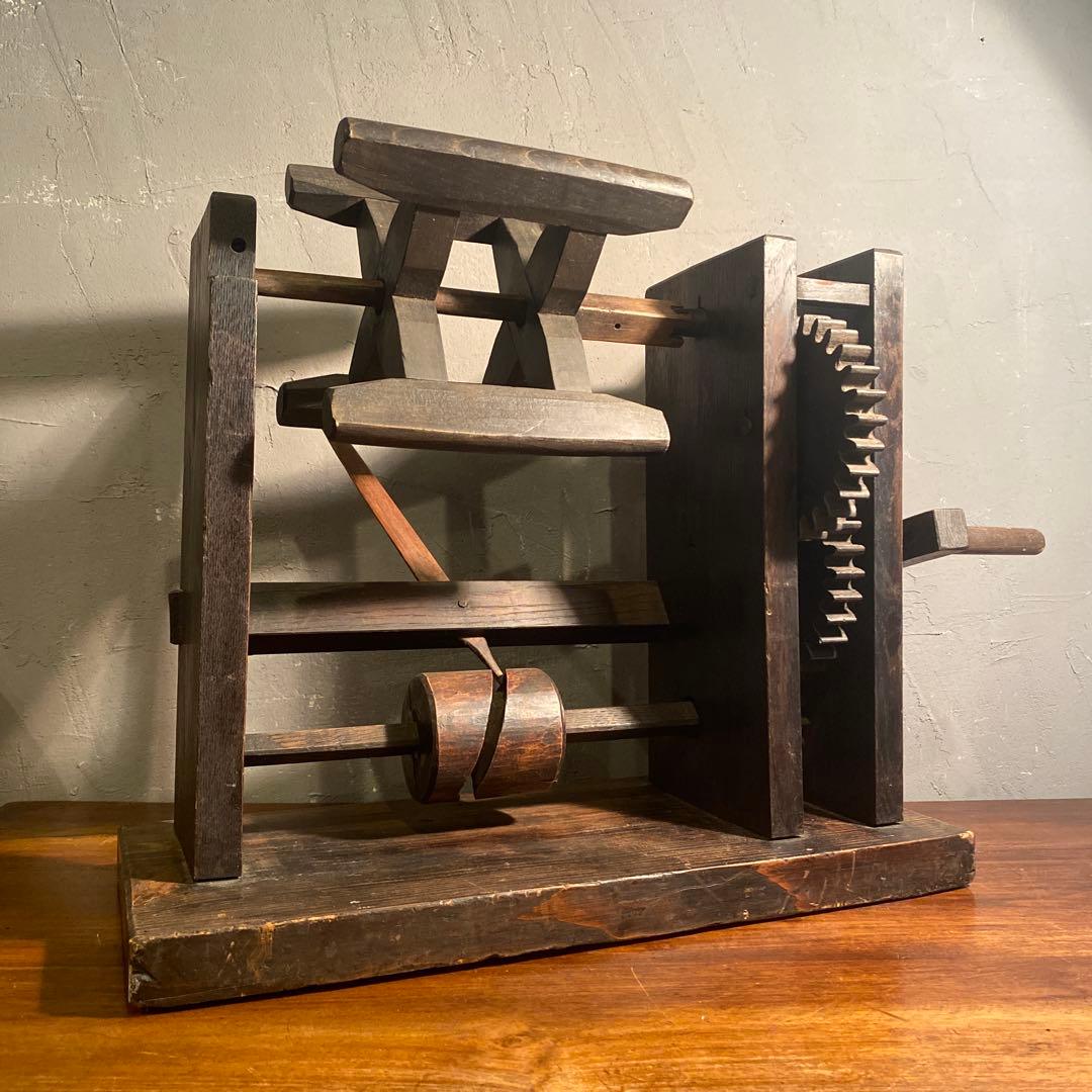 時代物 木製 手動糸巻き機 骨董品 古道具 動作品 アンティーク 古民家