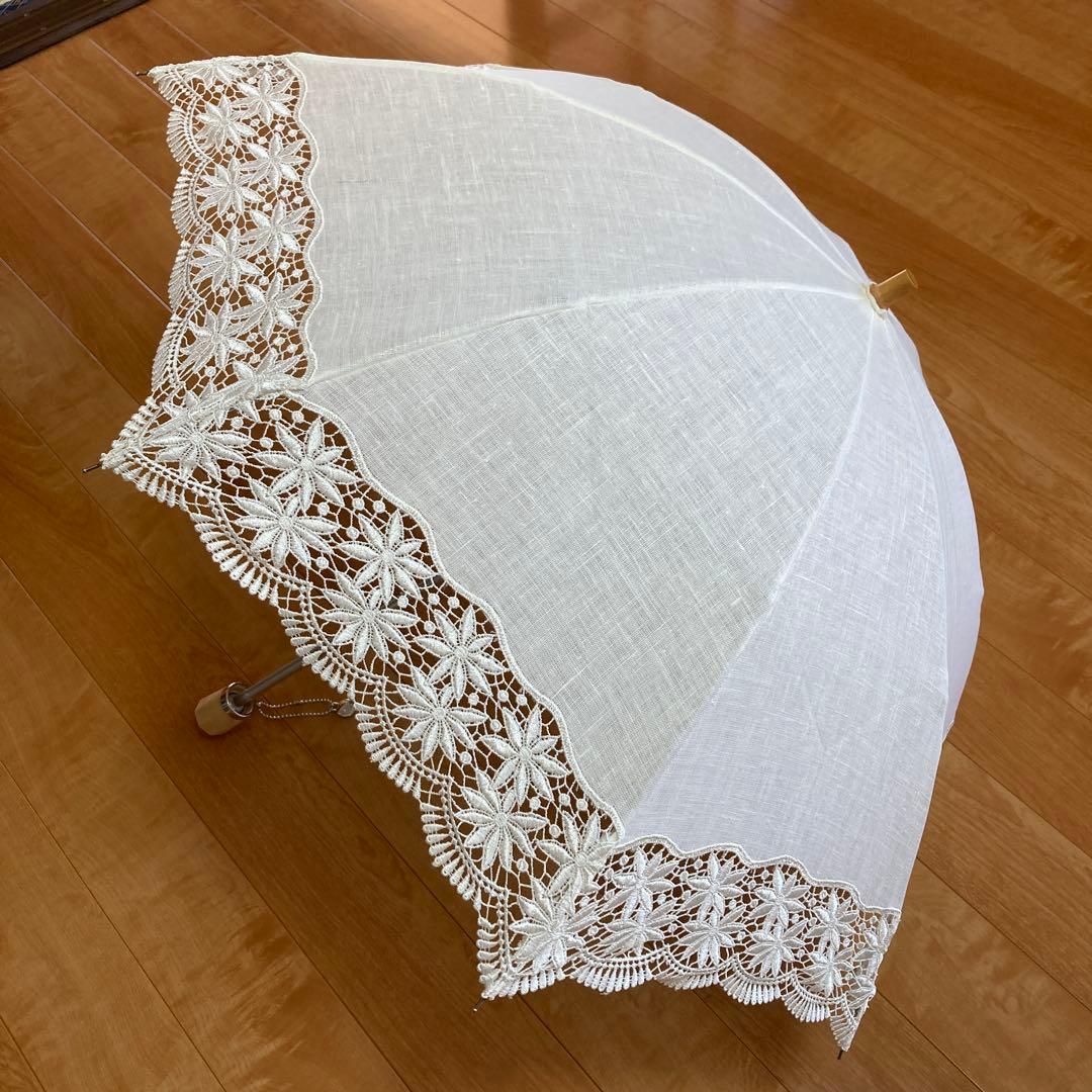 ホワイト レースエッジ 折りたたみ日傘