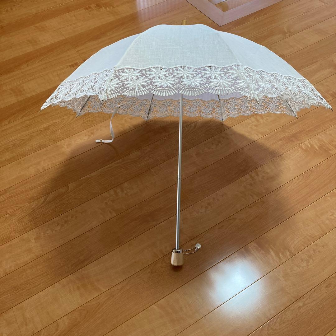 ホワイト レースエッジ 折りたたみ日傘