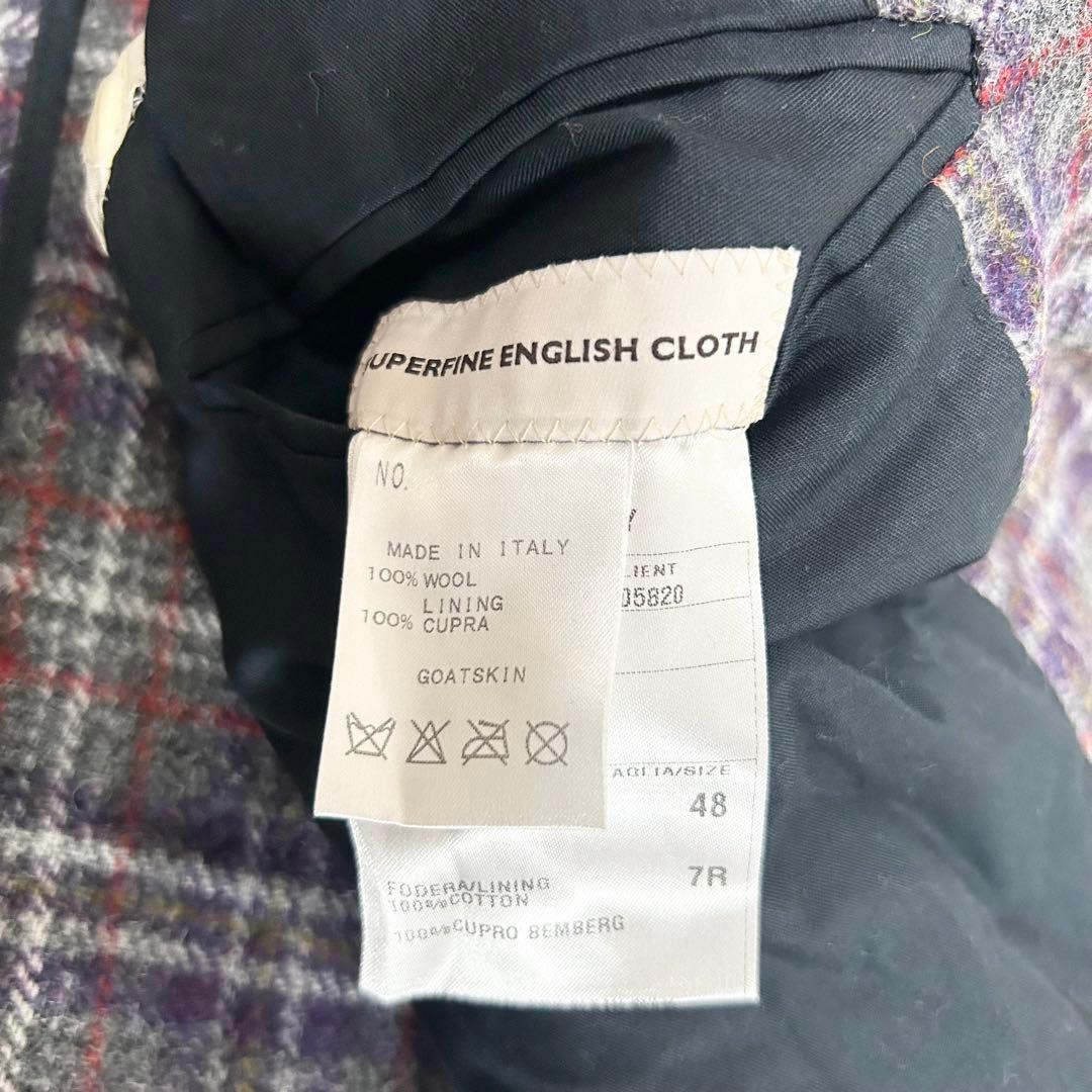 美品　カルーゾ　CARUSO ウールテーラージャケット　エルボーパッチ　チェック