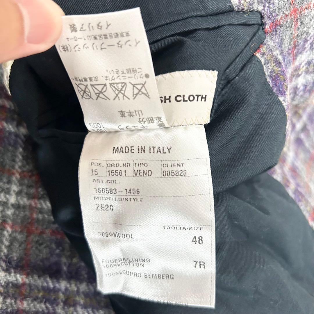 美品　カルーゾ　CARUSO ウールテーラージャケット　エルボーパッチ　チェック