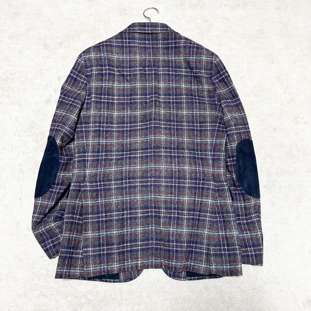 美品　カルーゾ　CARUSO ウールテーラージャケット　エルボーパッチ　チェック