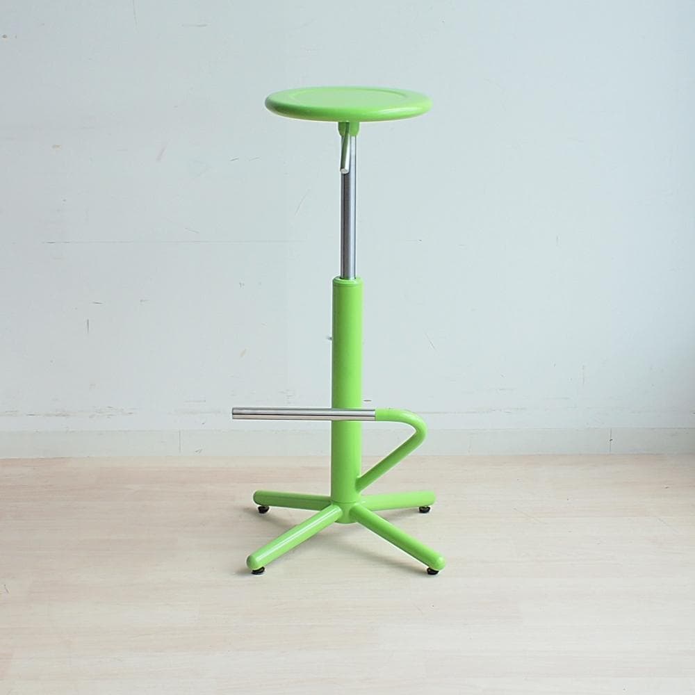 ビタミンカラー スチール製の昇降式スツール グリーン カウンターチェア ポップ