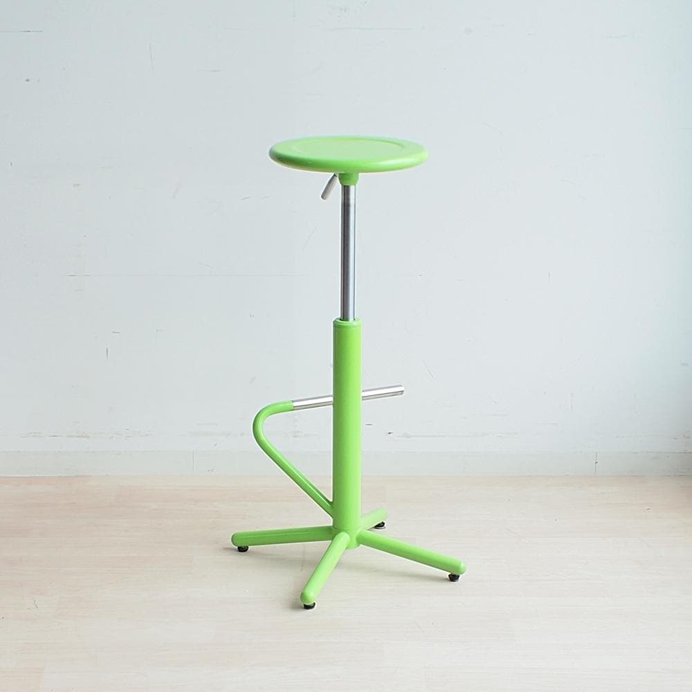 ビタミンカラー スチール製の昇降式スツール グリーン カウンターチェア ポップ