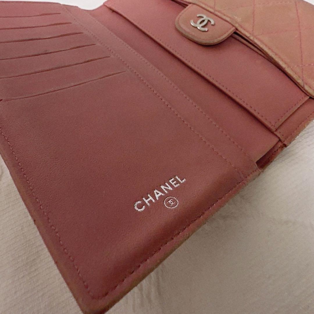 CHANEL シャネル マトラッセ 長財布 ラムスキン ピンク 三つ折り 財布