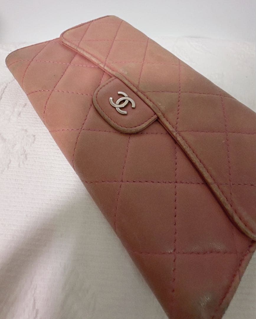 CHANEL シャネル マトラッセ 長財布 ラムスキン ピンク 三つ折り 財布