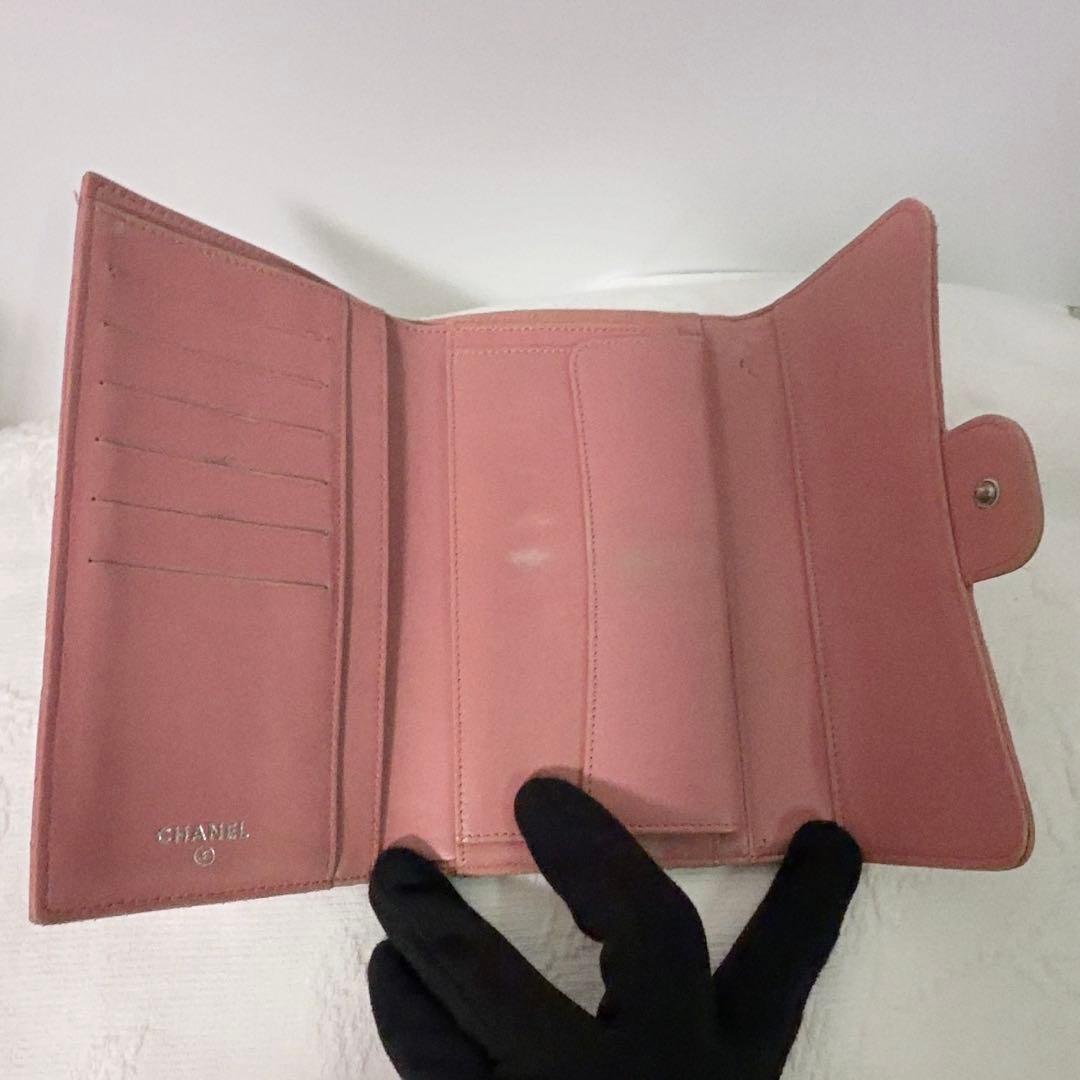 CHANEL シャネル マトラッセ 長財布 ラムスキン ピンク 三つ折り 財布