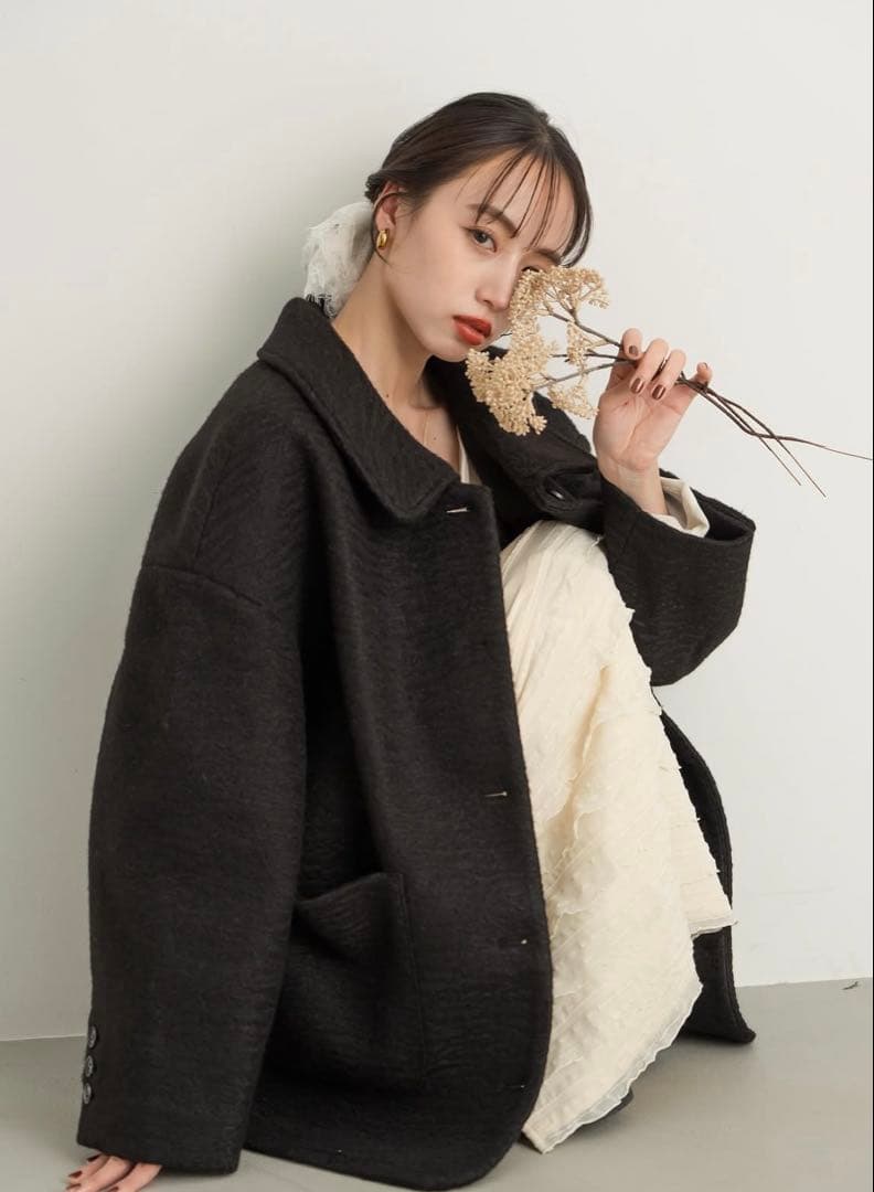 hinari☆ステンカラーシャギーミドルコート