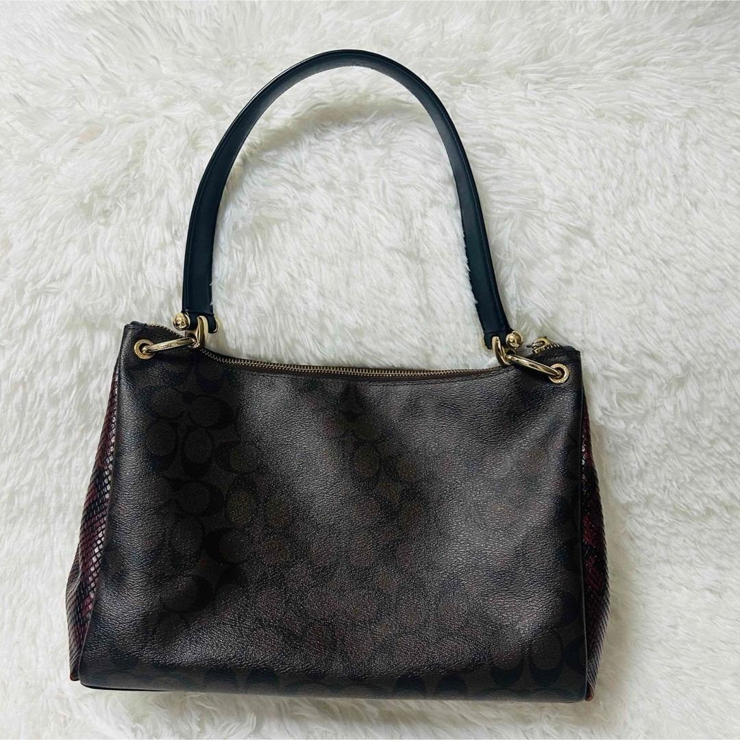 コーチ シグネチャーワンショルダーバッグ 肩掛け パイソン ブラウン