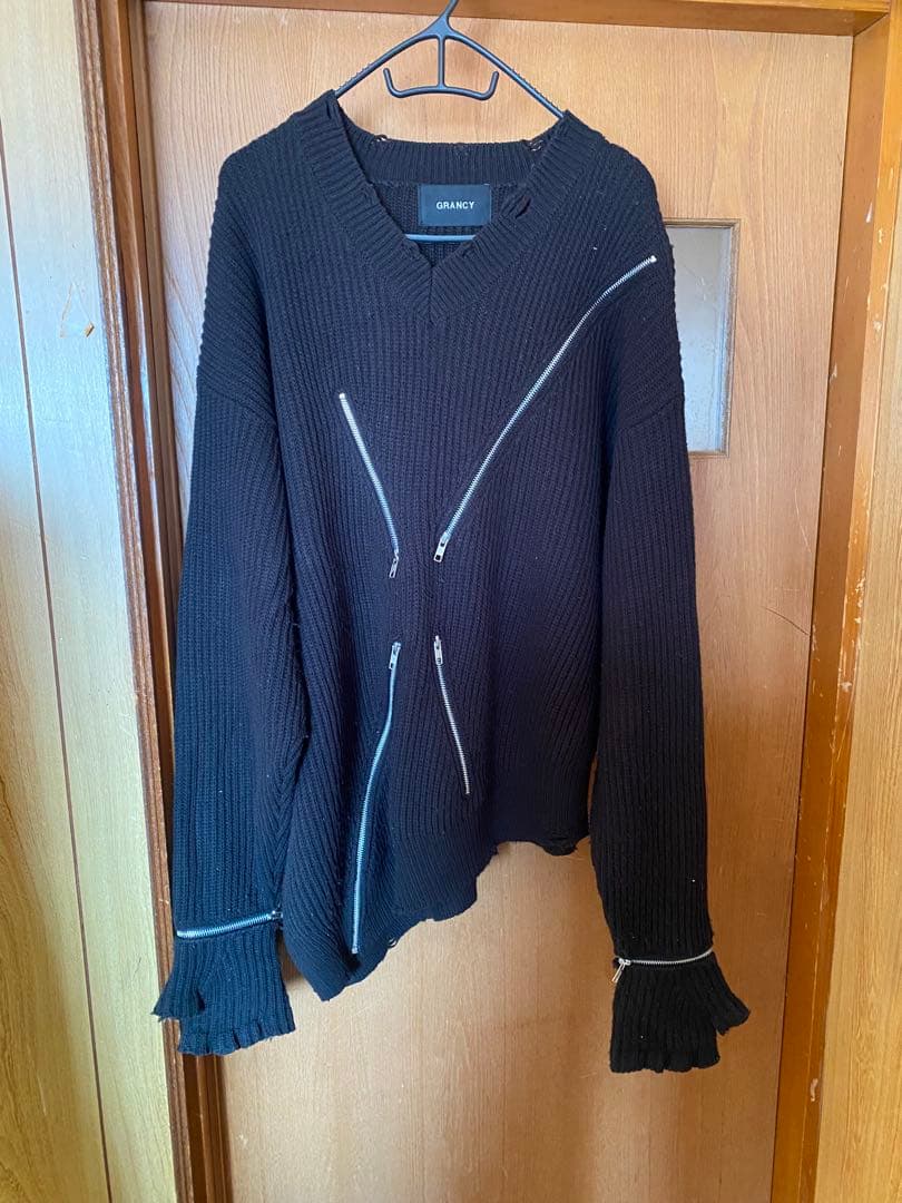 GRANCY ジップデザインアシンメトリーニット　Mサイズ