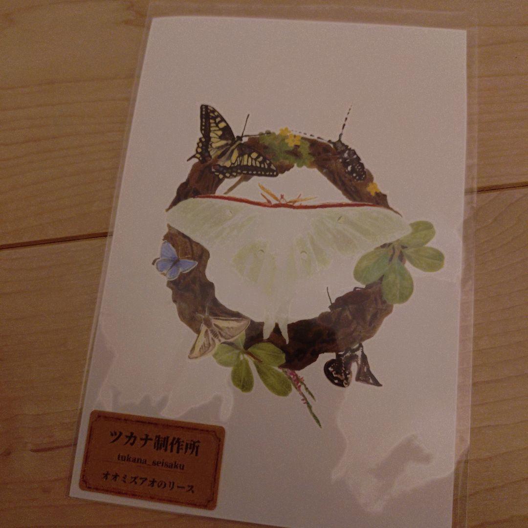 ツカナ製作所様 オオミズアオ 仄明かりサイン入り＆ポストカード