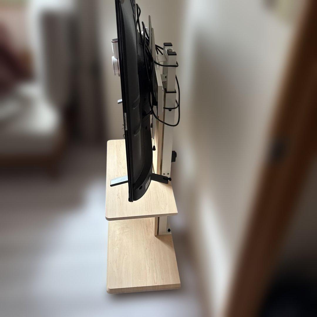 木製テレビスタンド 高さ調整可能 2段棚付き